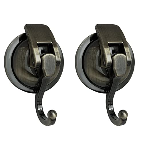 Heavy Duty Suction Cup Hooks for Shower, Bathroom Robe - Vacuum Glass Hooks, Reusable, No Hole Punched, for Garland Decoration (Bronze, 2 Pack) - color: Bronze, size: 2 Pack