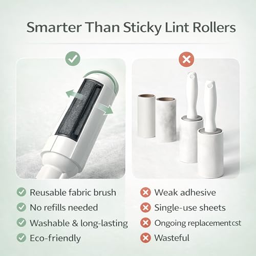 Pet Hair Remover Roller- Pet Hair Removal Tool with Strong Grip for Effortless Cleaning- Pet Hair Roller Lifts Fur from Clothes, Furniture & Car- Keep Your Home Fur-Free with Easy Cat Hair Lint Roller - color: Green/White