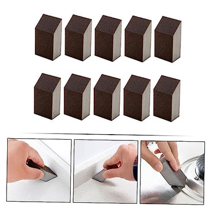 10pcs Emery Sponge Wet Dry Sandpaper Kitchen Tool Carborundum Sponge Buffing Diamond Polishing Pads Pan Washing Pot s Kitchen Brush Brown