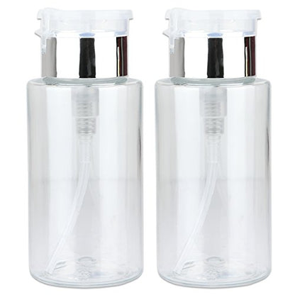 PANA 7oz. Professional Push Down Liquid Pumping Clear Bottle Dispenser (Silver Lid with No Wording, 2pc) - color: Clear, size: 7 Ounce - 2 Bottles