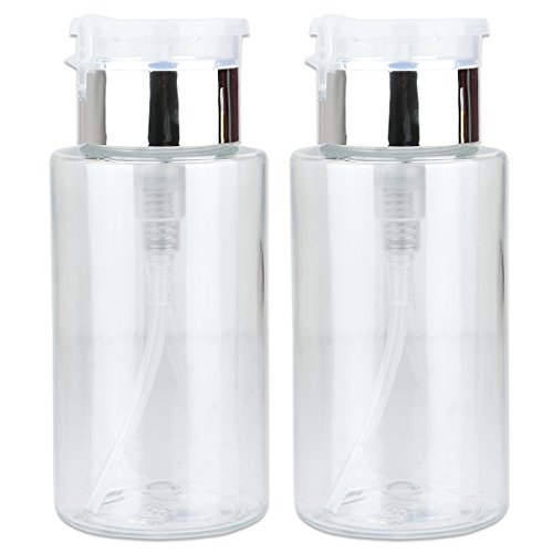 PANA 7oz. Professional Push Down Liquid Pumping Clear Bottle Dispenser (Silver Lid with No Wording, 2pc) - color: Clear, size: 7 Ounce - 2 Bottles