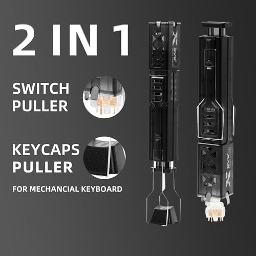 OHY 2 in 1 Keycap Puller and Switch Puller, ABS Plastic Mechanical Keyboard Removal Tool, Universal Keyboard Maintenance Kit, Easy to Detach Keycaps & Switches with Bonus Mini Cleaning Brush, Black