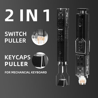 OHY 2 in 1 Keycap Puller and Switch Puller, ABS Plastic Mechanical Keyboard Removal Tool, Universal Keyboard Maintenance Kit, Easy to Detach Keycaps & Switches with Bonus Mini Cleaning Brush, Black