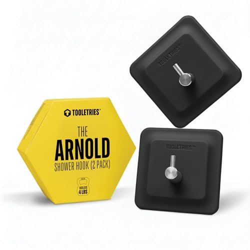 TOOLETRIES Arnold Silicone Shower Hook 2 Pack, Adhesive Hooks for Inside Shower, Waterproof Bathroom Organizer for Scrubbers, Loofahs, Towels & Bathroom Accessories, Removable & Reusable - Charcoal - color: Charcoal