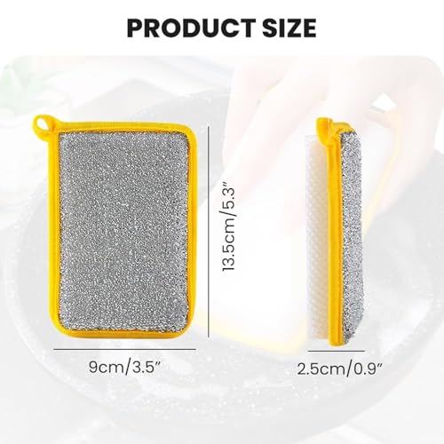 Reusable Washing Up Sponge,Multi-Purpose Absorbent Sponge,Dual-Sided Kitchen and Bathroom Cleaning Products,Bowl Dish Cleaning Pad Scrubber,Kitchen Dishwashing Cleaning Tool 5 Pcs - color: Yellow