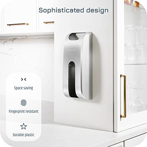 Manterio Plastic Bag Holder | UPGRADED Wall-Mount Grocery Bag Dispenser | Space-Saving Design | Easy Install | Smudge-Proof, Fingerprint-Resistant | Silver | Holds the Most Bags for Maximum Storage - color: Silver