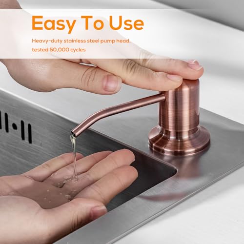 Built in Sink Soap Dispenser Lotion Dispenser for Kitchen Sink, Soap Dispenser with 17 Ounce Bottle, Soap Pump Built in Countertop Under Sink, Red Bronze - color: Red Bronze