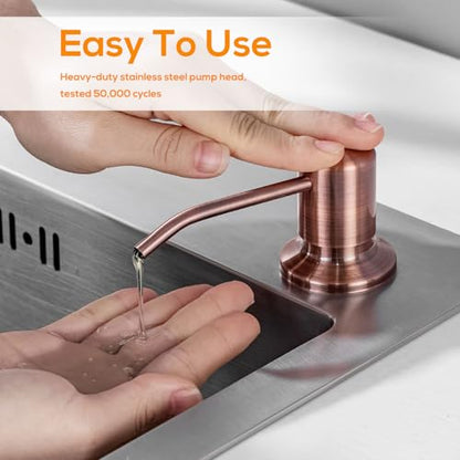 Built in Sink Soap Dispenser Lotion Dispenser for Kitchen Sink, Soap Dispenser with 17 Ounce Bottle, Soap Pump Built in Countertop Under Sink, Red Bronze - color: Red Bronze