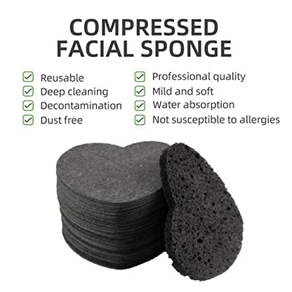 50-Count Facial Sponges Compressed, 100% Natural Cellulose Face Sponge Professional Cosmetic Spa Sponges for Face Cleansing, Exfoliating Mask, Makeup Removal for Travel and Home, Black - color: 50- Pack Black