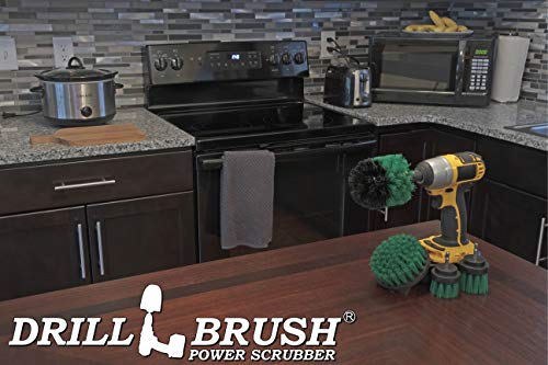 Crock Pot Scrubber - Cast Iron Skillet - Cleaning Supplies - Drill Brush Kitchen Cleaning Kit - Cutting Board, Stove, Sink, Counter-Top, Baseboard, Trash Can, Tile and Flooring - Grout Cleaner - color: Green