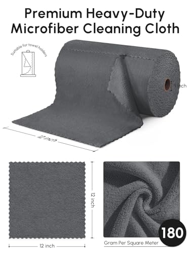 Microfiber Cleaning Cloths Roll, 75 Pack Tear Away Microfiber Towels Roll, 12" x 12" Lint Free Rags, Reusable Cleaning Cloths, Washable, Scratch Free,Ultra Absorbent Dish Rags(Dark Grey) - color: Dark Grey, size: 75 pack