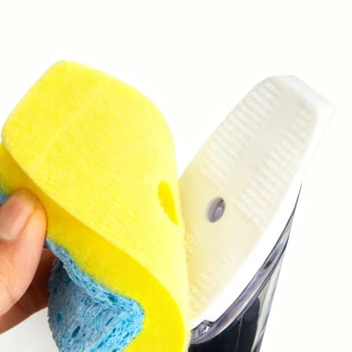 CELOX Dish Sponge with Handle, Non-Scratch Soap Dispensing Dishwand