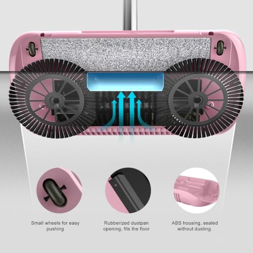 Carpet Floor Sweeper Manual with Horsehair,Hanging Manual Vacuum Carpet Brush Home Tool for Sweeping Mopping (Pink)
