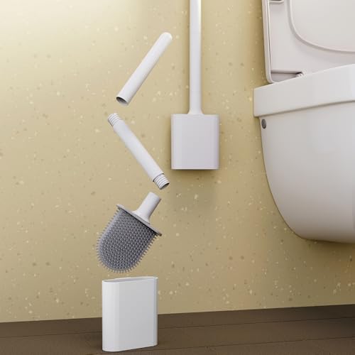 Toilet Brush Leak Proof Soft Bristle Wall Mounted, No Dead Angles Design for Bathroom Cleaning, Family Use, White - color: White