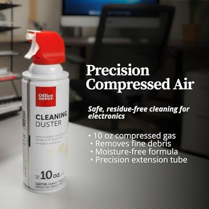 Office Depot Cleaning Duster, 10 Oz Compressed Canned Air for Electronics, Keyboard Cleaner for Computer, Laptop, PC, Printer, Office Equipment, Moisture-Free, Pack of 1 - size: 1