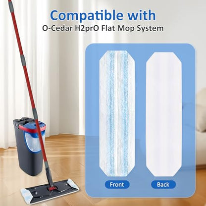 4 Pack Mop Replacement Pads: Compatible with O Ceda H2prO Flat Mop System, Microfiber Mo p Head Replacements, Flat Floor Mop, Washable & Reusable Pad Refills