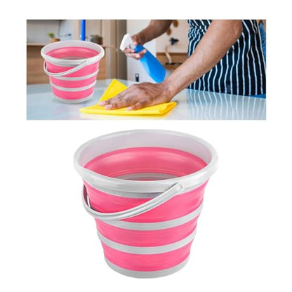 GLSOWEE Car Collapsible Bucket, 10L 2.6 Gallon Folding Bucket Auto Cleaning Plastic Water Bucket, Foldable Portable Bucket Space Saving for Indoor Outdoor Car Wash Garden Camping (Pink)