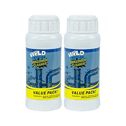 Wild Tornado Pipe Dredge,Powerful Sink Cleaner Powder Fast Foaming for Kitchen Toilet Pipeline Quick Cleaning Tool（2pcs） - size: 2