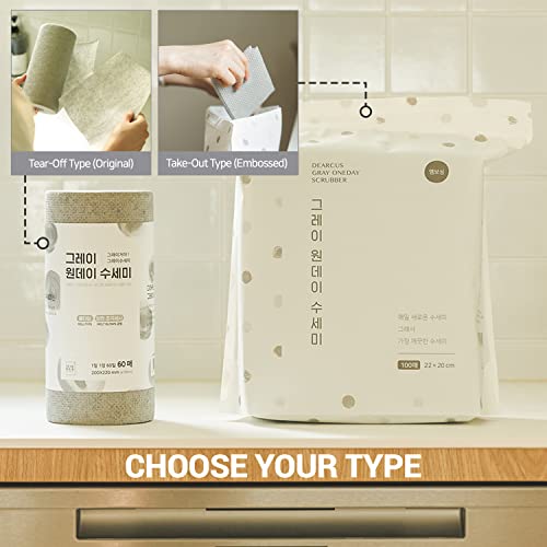 DEARCUS Gray One Day Scrubber - No Odor Dishcloths for Washing Utensils, Cookware, & Cooktop – Multipurpose Lint Free Cleaning Cloths for Kitchen Made of PP - for One Day Use, 2 Pack 120 Sheets - style: 2 Pack 120 Sheets