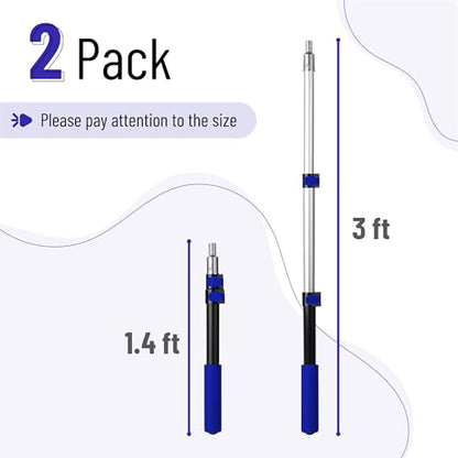 Bates- Extension Pole, 1.4 to 3 Ft Pole, 2 Pack, Dark Blue, ‎Telescopic Pole for Painting and Cleaning - color: Black and Dark Blue, size: 3 Ft, 2 Pack