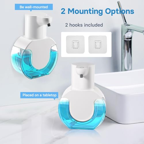 2 Pack Automatic Liquid Soap Dispenser,14.2oz/420ML Touchless Automatic Soap Dispenser,Rechargeabled Wall Mounted Smart Pump for Bathroom Kitchen - color: White, style: 2 Pack Liquid
