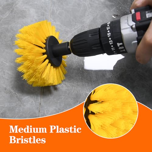 Drill Brush, Carpet Cleaning Brushes, for Floor, Grout, Car Mats, Tile, Bathroom, Carpet - color: Yellow Medium Bristles (Nylon)