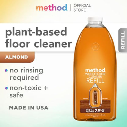 Method Squirt + Mop Hardwood Floor Cleaner Refill, Almond, 68 Ounce (Pack of 6) - size: 68 Fl Oz (Pack of 6)