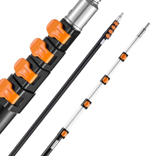 VEVOR Telescopic Extension Pole, 7-30 FT Multi-Purpose Extension Pole, Sturdy Aluminum Alloy Paint Extendable Pole with Flip-Lock Design, Telescopic Pole for Painting, Dusting and Cleaning - style: 7-30 FT