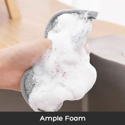 1 Pack Daul-Sided Kitchen Sponges, Non-Scratch, Reusable Microfiber Dish Scrubbers for Pots, Pans, and Non-Stick Cookware, Heavy Duty Cleaning Sponge Pads for Home Use