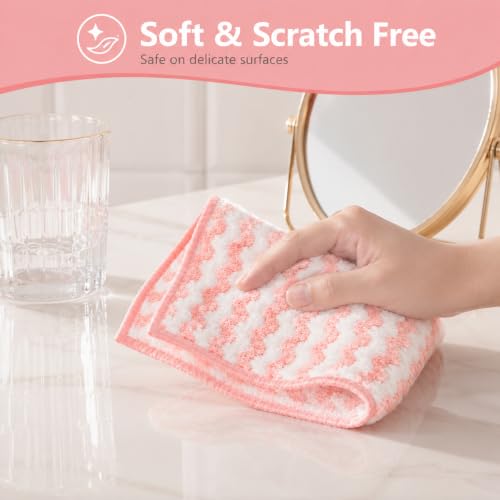 10 Pack Mircofiber Dish Cloths, Upgrade Kitchen Dish Rags, Reusable Cleaning Cloths, Kitchen Washcloths Towels, Lint Free/Absorbent/Nonstick Oil Kitchen Rags, 10''x10'' (Pink) - color: Pink, size: NEW 10 x 10 Inch - 10PCS
