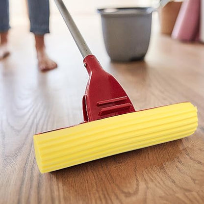 Sponge Mops for Floor Cleaning, Telescopic Handle Mop Squeegee Mop Mop Head Refills PVA Sponge Roller Replacements, Super Absorbent Roller Refill for Home Cleaning Tool, Yellow, Set of 2 （Only Head）