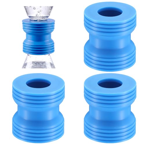 3 Pack Bottle Emptying Kit Soap & Lotion Bottles Saver Connector Coupler Transfer Connector Between Bottles for Soap, Lotion, Shampoo, Conditioner, 1.54 x 1.61 Inches(Blue) - color: Blue