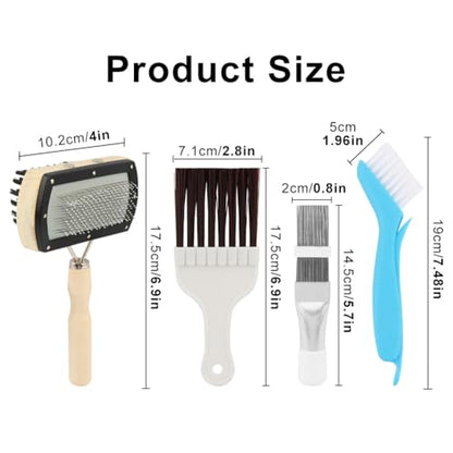 4-Piece Air Conditioner Coil Brush Kit, Refrigerator Coil Brush Set for Refrigerator Radiator & Car Coolers, Includes Dual-Sided Brush and Metal Brushes with Long and Short Bristles