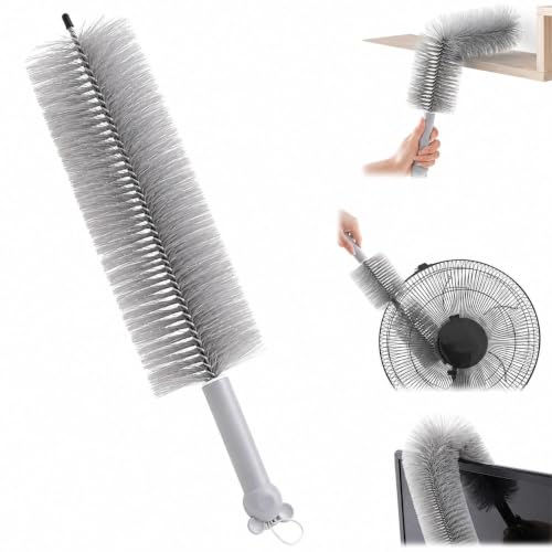 Fan Cleaning Brush, Bendable Cobweb Duster Cobweb Duster, 2026 New Microfiber Head Dusting Brush, Washable ldeal for Electric Fans Air Conditioning, Home Car Vents, Curtain (Gray) - color: Gray