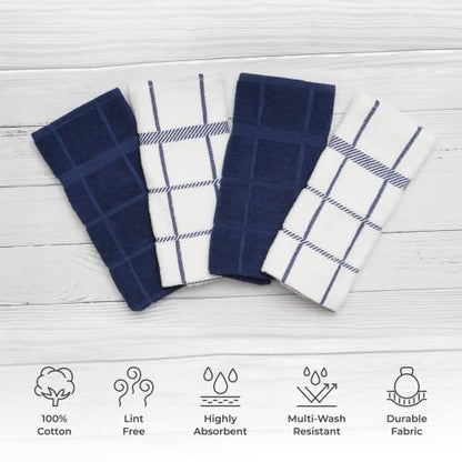 100% Cotton Terry Dish Cloth & Dish Towel, 6 Pack, Super Soft and Absorbent Kitchen Towels, Perfect for Kitchen Cleaning and Dish Washing (Navy Blue (DT and DC Combo)) - color: Navy Blue (Dt and DC Combo)