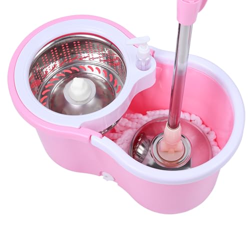 Cute Pink Mop and Bucket Set with 3 Extra Refills (Pink)