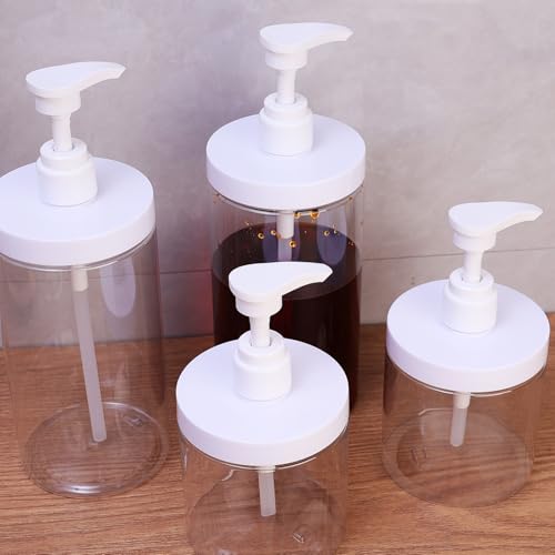 1000ml Pump Bottle Dispenser Plastic Refillable Bottles Wide Mouth Jar Style Empty Bathroom Shower Containers,9inches - size: 9*9*18cm