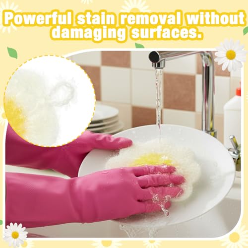 6 Piecs Fun Daisy Shape Dish Sponge Gifts Dual Sided Non Scratch Daisy Dish Washing Scrubbers, Reusable Household Cleaning Kitchen Tools for Dishwashing Washing Dishes Cookware Spring Kitchen Decor - style: Daisy