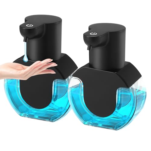 2 Pack Automatic Soap Dispenser Touchless,14.2oz/420ML Auto Liquid Soap Dispenser,Rechargeabled Wall Mounted Smart Pump for Bathroom Kitchen - color: Black, style: 2 Pack Liquid