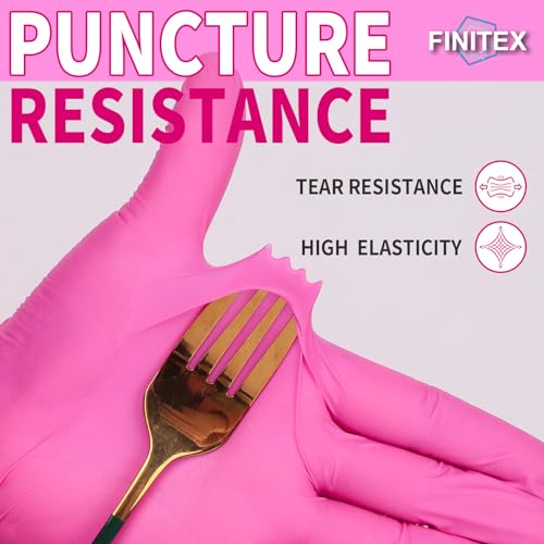 FINITEX Nitrile Disposable Latex-Free Gloves - 3.5mil 100/1000PCS Powder-Free Latex Free Cleaning Medical Exam Food Gloves - color: Rose Red (X-small 100)