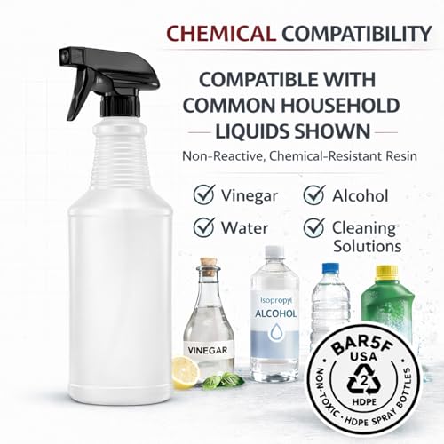 Bar5F Chemical-Resistant Spray Bottle – BPA-Free, Cleaning, Gardening, Hydrogen Peroxide, Rubbing Alcohol, Leak-Proof, Multipurpose, USA (Black (2-Pack) 16-Ounce) - style: Black (2-Pack) 16-Ounce