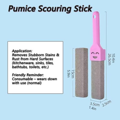 10-Pack of Pumice Cleaning Sticks with 2 Universal Handles and 1 Dustpan Brush Cleaning Brush. Gray Pumice Cleaner, Suitable for Cleaning Toilets, bathrooms, Kitchens, spas and Swimming Pools - color: 11-in-1