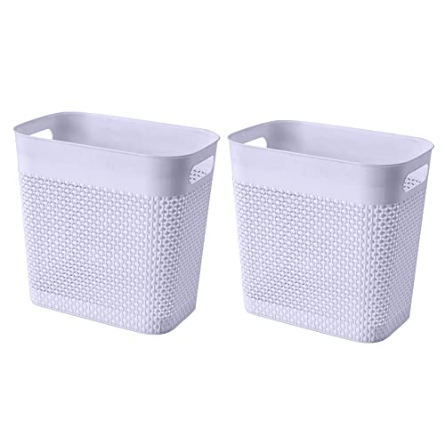 UUJOLY Plastic Small Trash Can Wastebasket, Garbage Container Basket for Bathrooms, Laundry Room, Kitchens, Offices, Kids Rooms, Dorms, (Grey, 2 Pack/3 gallons) - color: Grey, size: 2 Pack