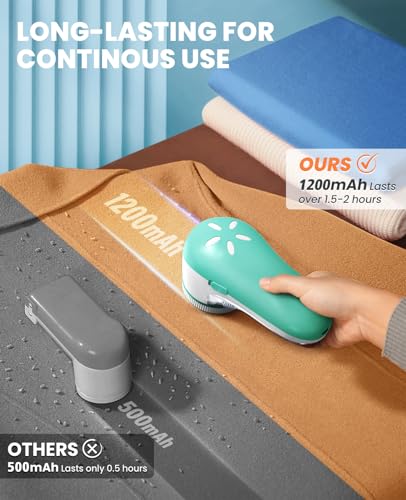 POPCHOSE Fabric Shaver, Lint Remover for Clothes, Electric Lint Shaver with 6-Leaf Blades, Sweater Shavers to Remove Pilling for Clothing, Couch, Furniture, Fuzz, Lint Ball, Bobbles, Spring Green - color: Spring Green