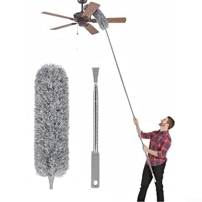 Microfiber Retractable with Telescopic for Prime Ceilings Extendable Duster Handle Grey Washable Electrostatic Dusting Tool Flexible Head 280cm(2.8M) - size: 2.8M