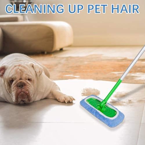 3 Pcs Blue Microfiber Mop Pads - Reusable Washable Refills for Wet & Dry Floor Cleaning - Fits Most Standard Mops - Household Cleaning Pads - color: Blue