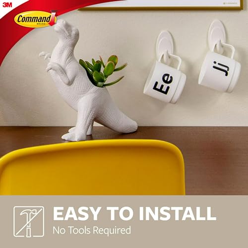 Command Indoor Terrace Hooks, 2 Hooks and 4 Strips, Damage-Free Hanging Wall Hook with Adhesive Strips, No Tools Great for Hanging, Organization and Storage, Holds up to 3 lb - size: Medium, style: Indoor Hooks
