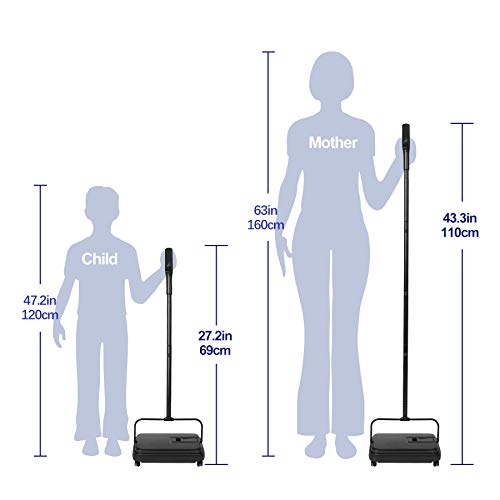Eyliden Carpet Sweeper, Mini Size Lightweight Hand Push - No Noise, Non-Electric, Easy Manual Sweeping Only for Carpet Cleaning (Black) - color: Black