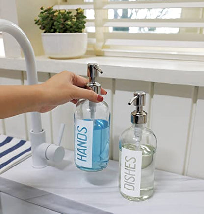 JASAI 2Pack 18OZ Glass Soap Dispenser with Rustproof 304 Stainless Steel Pump, Kitchen Soap Dispenser for Hands & Dishes (White) - color: White With White Pump