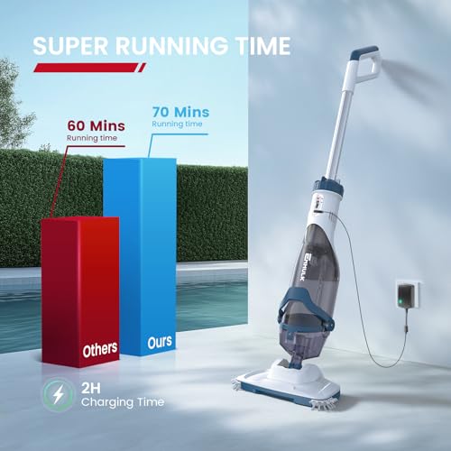 ENHULK Pro Cordless Pool Vacuum - 18.5 GPM Powerful Suction, 70min Runtime & 13.4" Wide Head, XL Capacity Handheld Rechargeable Pool Cleaner for Inground/Above Ground Pools with Telescopic Pole, PC18 - style: PC18